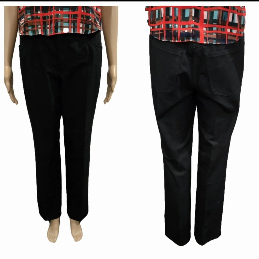 ESCADA Tessa Black Cotton Stretch Straight Leg Trousers Size 4-6 - Picture 8 of 12